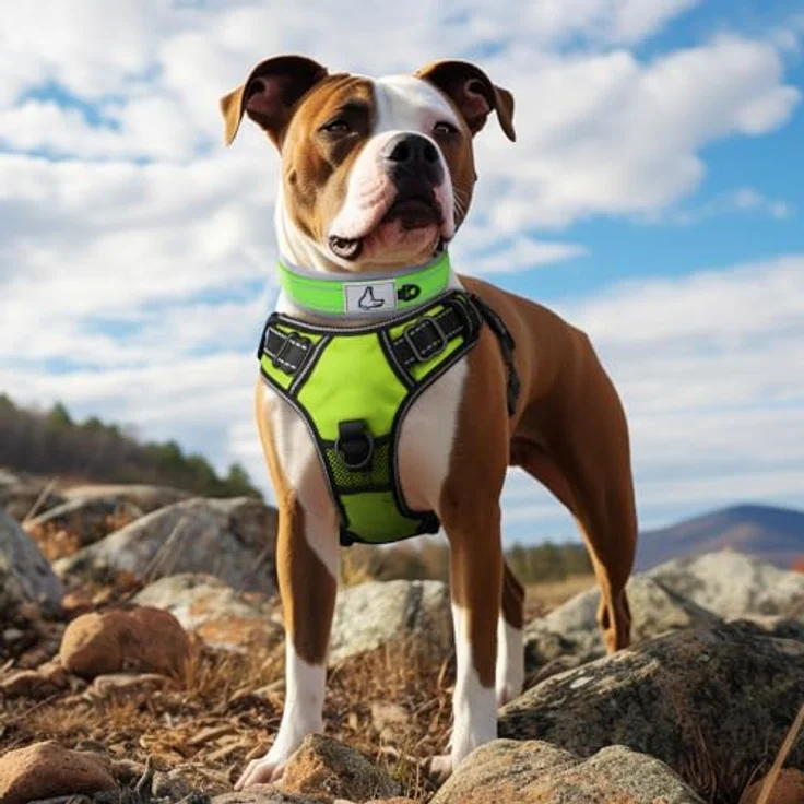 Joytale Neopren Hundehalsband gepolstert für mittelgroße Hunde, Nylon reflektierend, grün, doppeltes Gurtdesign, 360° Sichtbarkeit – Bild 3