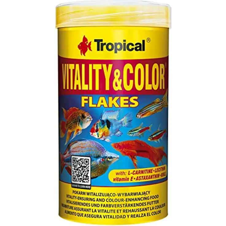 Tropical Vitality Color, farbförderndes Flockenfutter mit Astaxanthin und Vitamin E, 250 ml