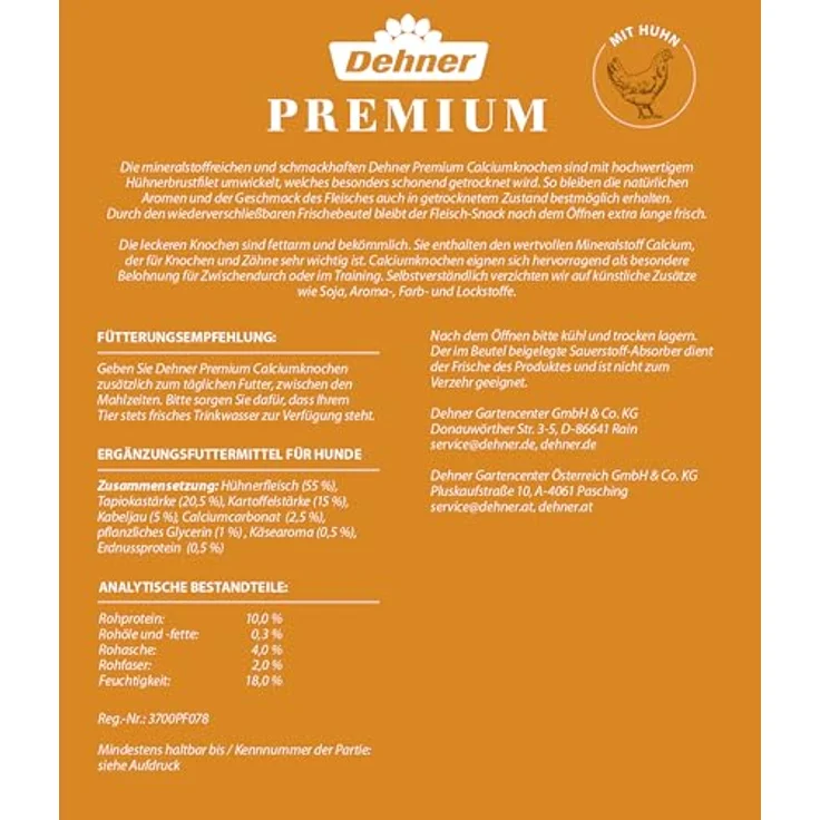 Dehner Premium Hundesnack Calciumknochen getreidefrei und fettarm, mit Hühnerbrustfilet umwickelt, 500 g – Bild 3