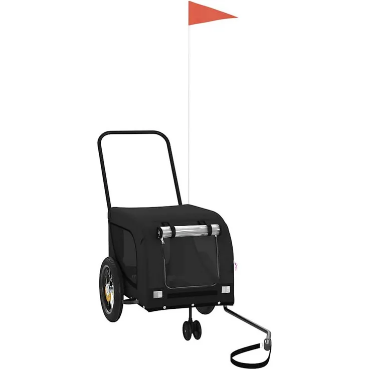 vidaXL Hunde-Transportbox Fahrradanhänger, 124 x 53 x 53 cm, Schwarz, Oxford-Gewebe und Eisen, für Hunde bis 30 kg