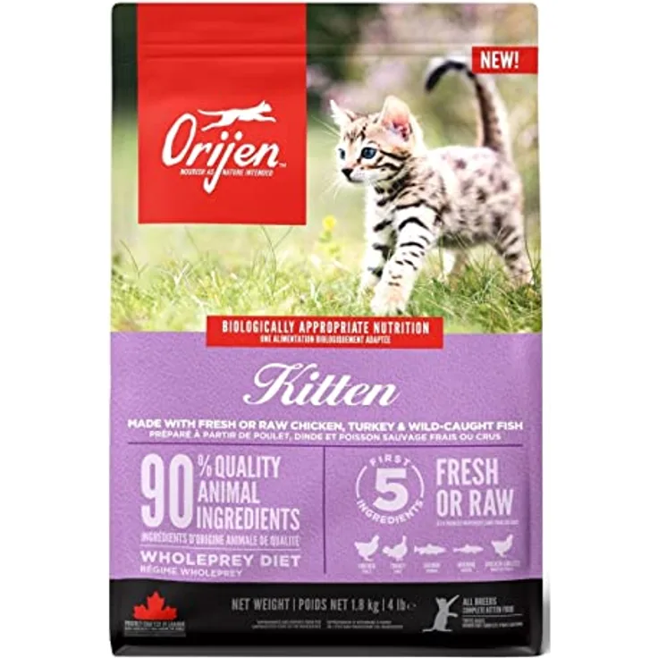 ORIJEN Kitten Trockenfutter, 1,8 kg, reichhaltige Diät für junge Katzen