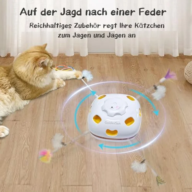 GoldenSun 14-teiliges Katzenspielzeug Set, interaktive Ersatzteile mit Naturfedern und Mylar-Knisterbällen für Indoor-Katzen, multicolor – Bild 4
