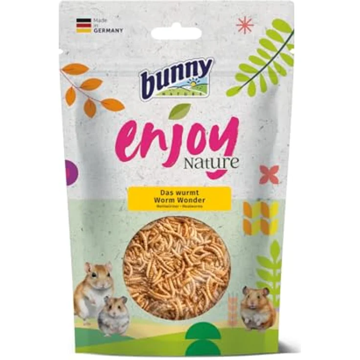 Bunny EnjoyNature Das wurmt, 60 g Einzelfuttermittel für Hamster, Farbmäuse, Rennmäuse & Ratten, proteinreich mit 52% Rohprotein, reich an Omega-Fettsäuren, ohne Zusatzstoffe – Bild 1