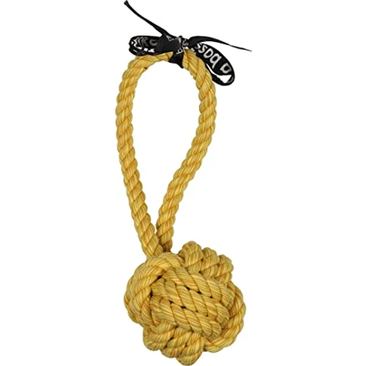 EBI, Are You Knots' Ball mit Schnalle, 20 cm, Gelb, mit Schnalle, zum Apportieren und Ziehen, Feste gedrehte Baumwolle, gemischte Farbe, Gelb, bis zum Herzen trägt zu gesunden Zähnen und Zahnfleisch – Bild 2