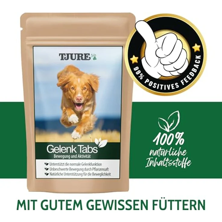 TJURE Tjure Gelenk Tabs, Hundefutter mit Glucosamin, MSM und Chondroitinsulfat zur Unterstützung der Gelenkgesundheit, 250g (ca. 70 Tabs) – Bild 5