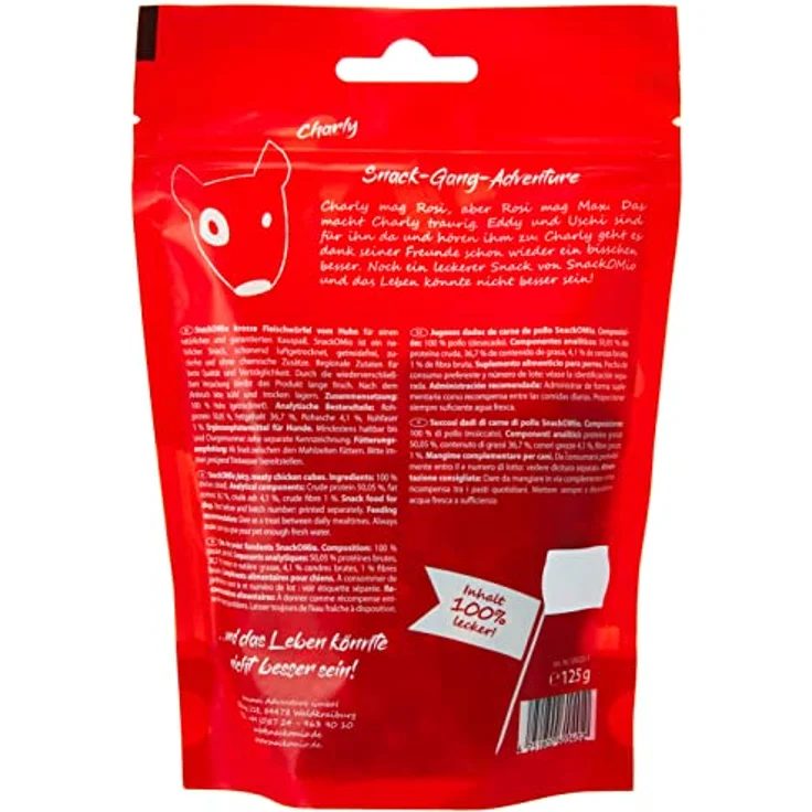 SNACKOMIO SnackOMio – Premium Hundesnack – saftige Fleischwürfel vom Huhn, 125g, getreidefrei, lufttrockener Natur-Hundesnack – Bild 2