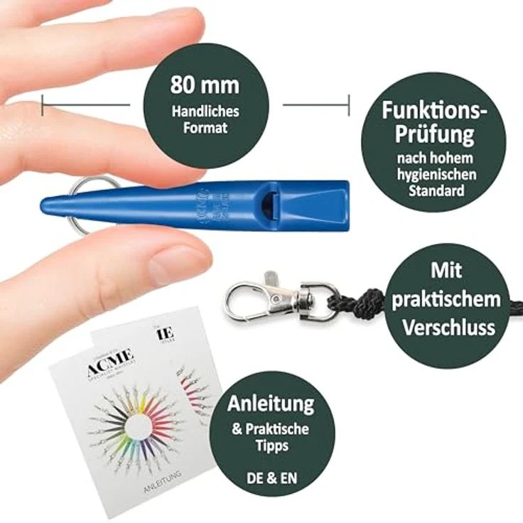 ACME Hundepfeife No. 210,5, Laut und weitreichend, Frequenzstandardisiert, inklusive GRATIS Pfeifenband, Snorkel Blue – Bild 2