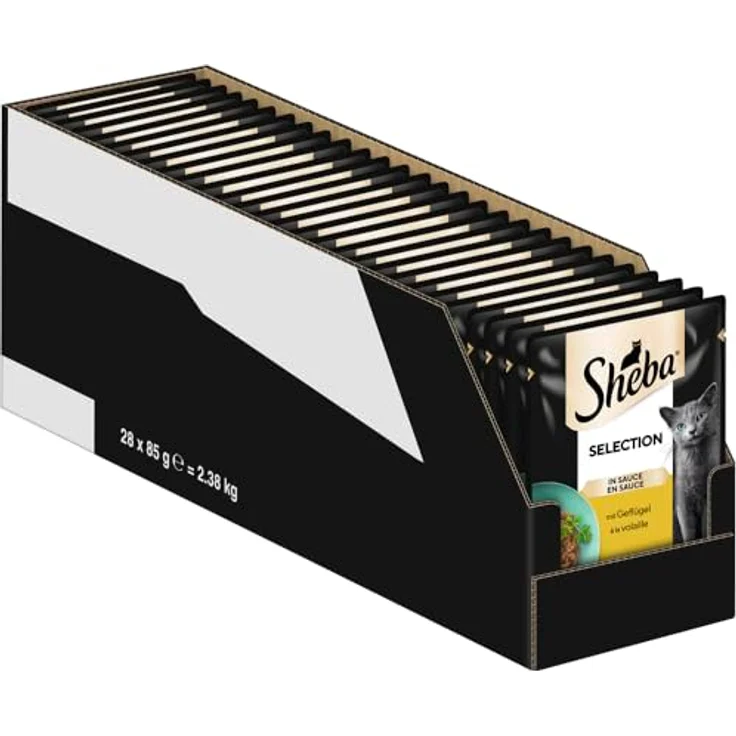 SHEBA Portionsbeutel Nassfutter für Katzen Selection in Sauce mit Geflügel, 28 x 85g, ohne künstliche Farb- oder Konservierungsstoffe – Bild 1