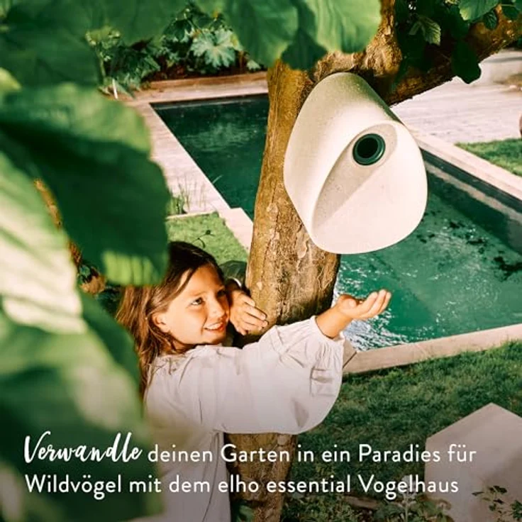 elho Essential Bird House, Vogelhaus aus 100% recyceltem Plastik für über 11 Arten, L18 x B21.1 x H23 cm, Grau/Faseriges Grau – Bild 2