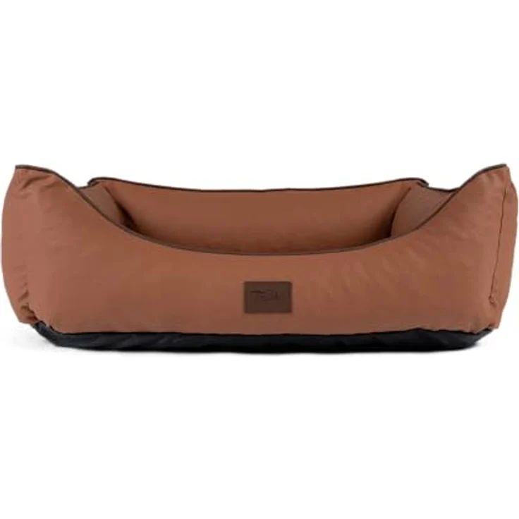 TrendPet Runa, Orthopädisches Kunstlederbett für Hunde mit Memoryfoam Matratze, modisch in Kupfer und Grau (80x60x25 cm) – Bild 4