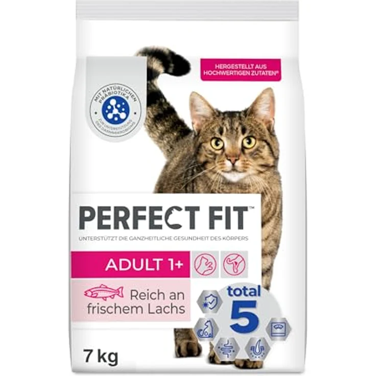 Perfect Fit Katze Adult 1+ Lachs, Trockenfutter mit Vitaminen für anspruchsvolle Katzen, 7kg – Bild 1