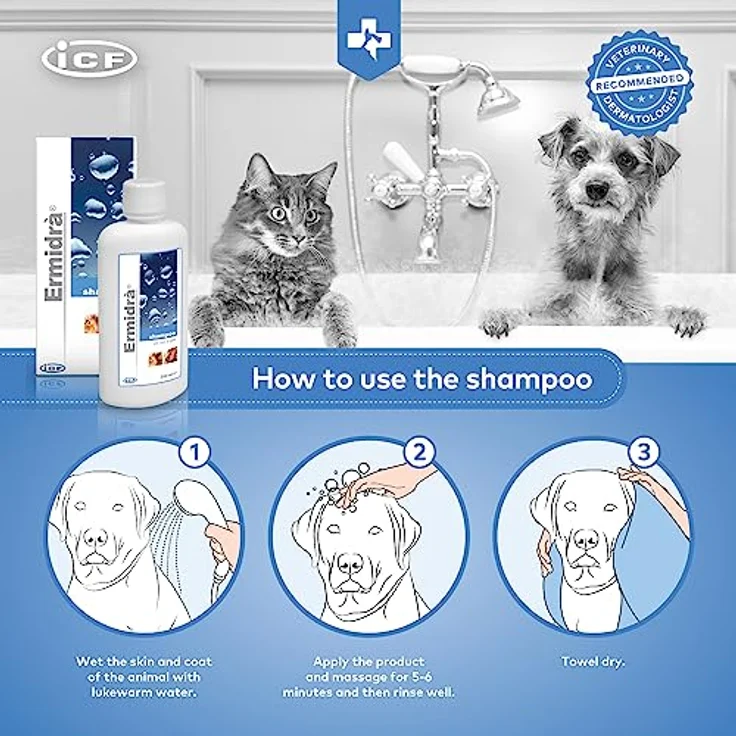 ICF Ermidra Hundeshampoo, 250 ml zur Linderung von juckender Haut, entwirrt sprödes Fell und entfernt schlechte Gerüche für empfindliche Haut – Bild 4