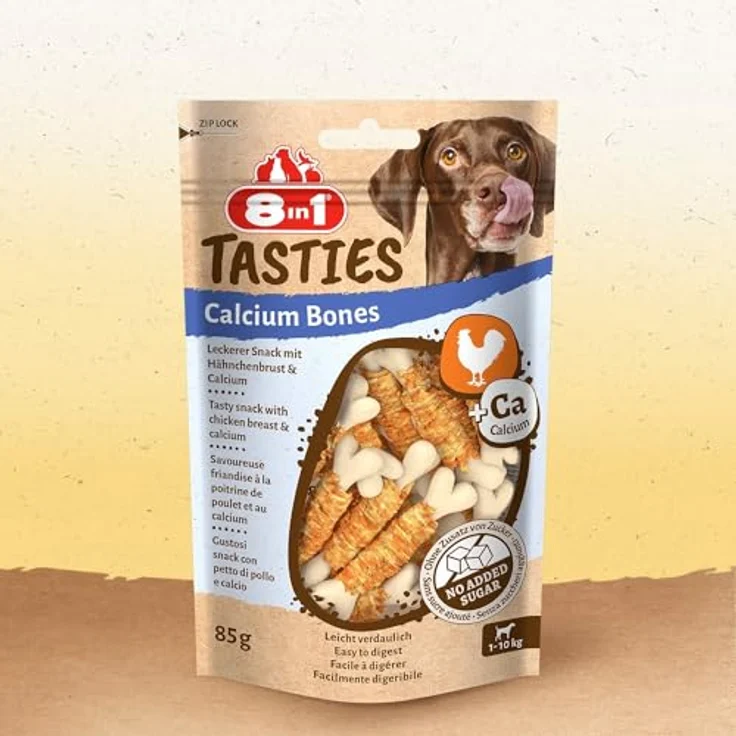 8in1 Tasties Huhn Calcium Bones, Hundesnacks in Form von Kauknochen, Sparpaket 3 x 85 g, proteinreich und ohne Zusatzstoffe – Bild 8