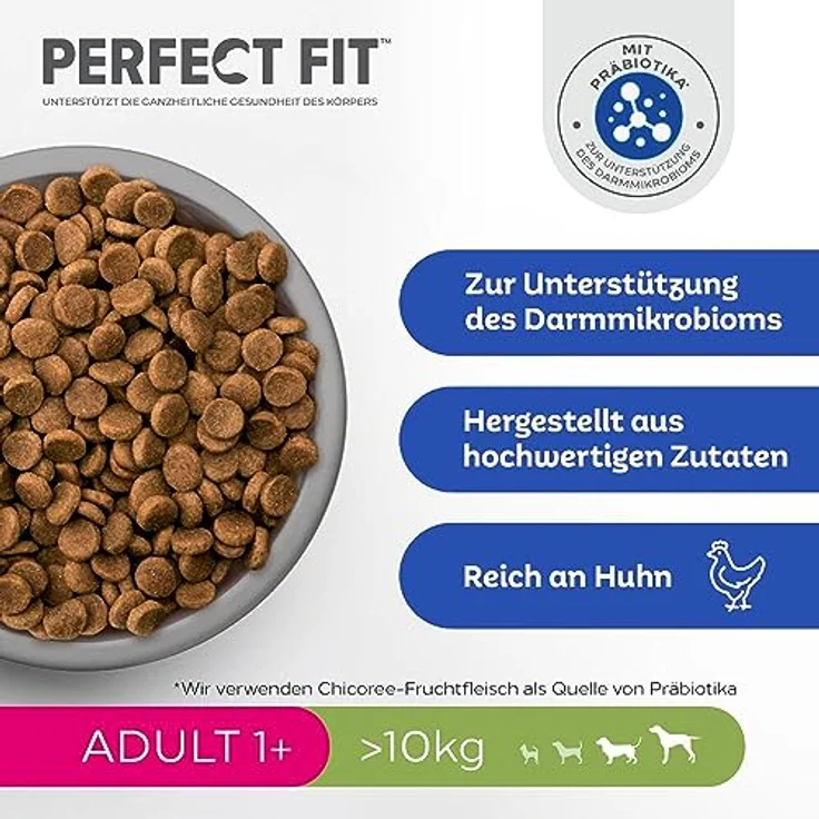 Perfect Fit Adult 1+ Trockenfutter für mittelgroße und große Hunde, 6kg, reich an Huhn mit verbesserter Kotqualität – Bild 3