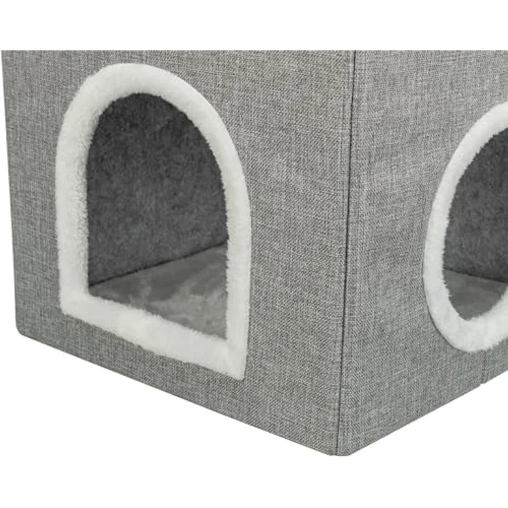 Trixie Katzenhöhle Nora Soft Edition, kuscheliges Katzenbett mit 2 Etagen, 47 × 67 × 47 cm, rutschfester Boden, abnehmbarer Bezug – Bild 4
