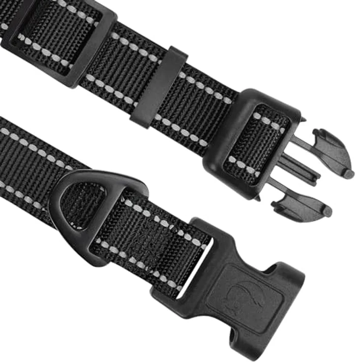 Joytale Gepolstertes Hundehalsband Breit, Verstellbar aus Neopren Nylon, Reflektierend, XS, Schwarz – Bild 3