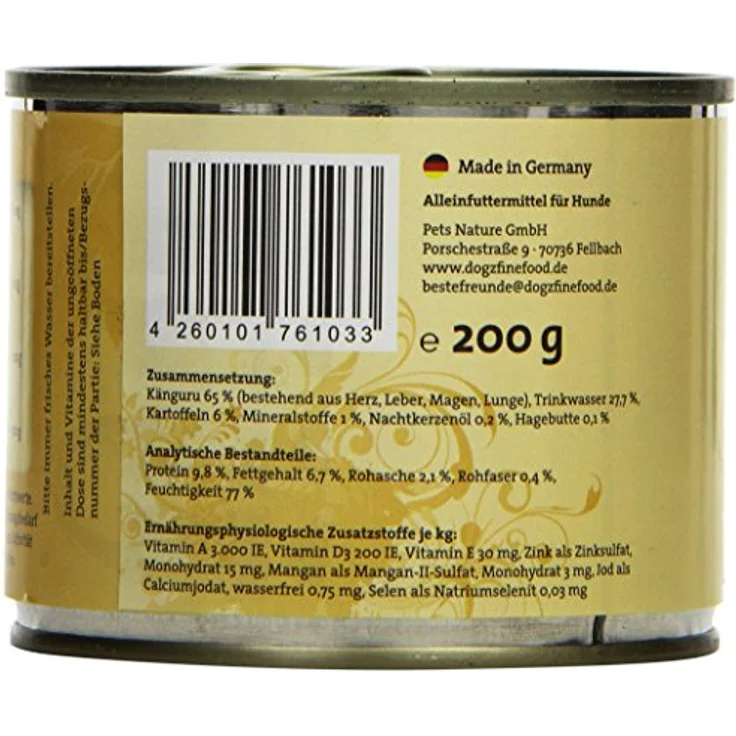 Dogz finefood Hundefutter nass N° 6 Känguru, getreidefrei & zuckerfrei, hoher Fleischanteil, 6 x 200 g Dose – Bild 4