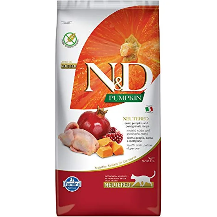 Farmina N&D Kürbis Kastrierte Wachtel, Trockenfutter mit Kürbis und Granatapfel, 5kg