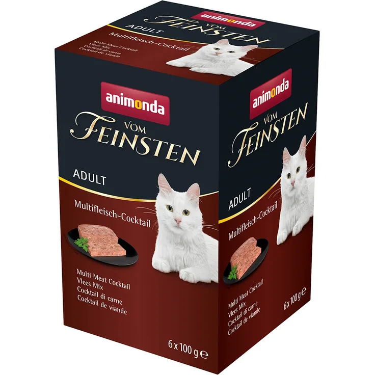 animonda vom Feinsten Adult Multi-Fleischcocktail, Katzen-Nassfutter ohne Farbstoffe, 32x100g, mit hochwertigem Geflügel für ausgewachsene Katzen