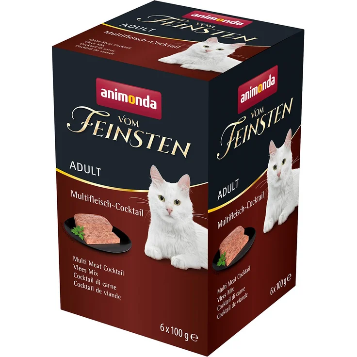 animonda vom Feinsten Adult Multi-Fleischcocktail, Katzen-Nassfutter ohne Farbstoffe, 32x100g, mit hochwertigem Geflügel für ausgewachsene Katzen