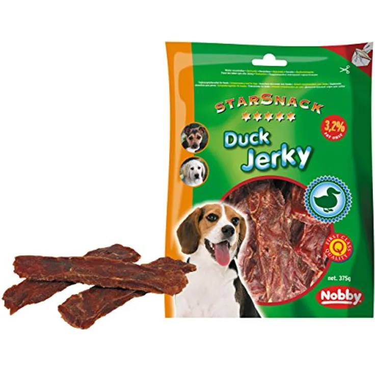Nobby STARSNACK Duck Jerky, 375 g, 90,8 % Ente, 3,2 % Fettgehalt, ideal zur Belohnung