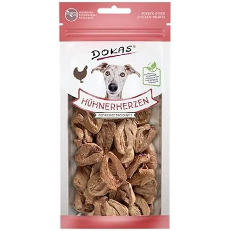 Dokas Hühnerherzen, gefriergetrocknet, 100% Geschmack und Nährstoffe, 22g Snack für Hunde – Bild 3