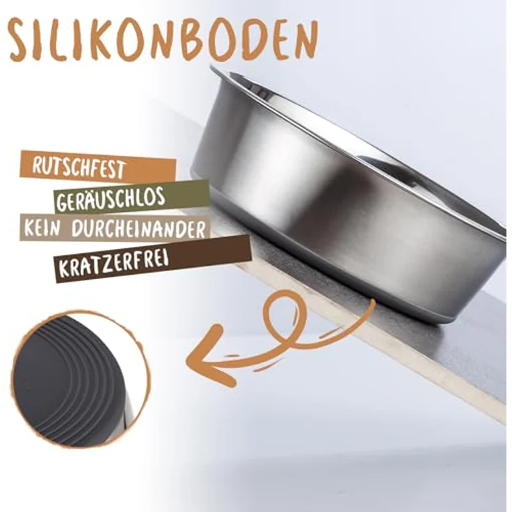 PEGGY11 Hundeschalen Edelstahl, Rutschfeste Silikonunterseite, 2700ML, 2 Stücke für große Hunderassen – Bild 4