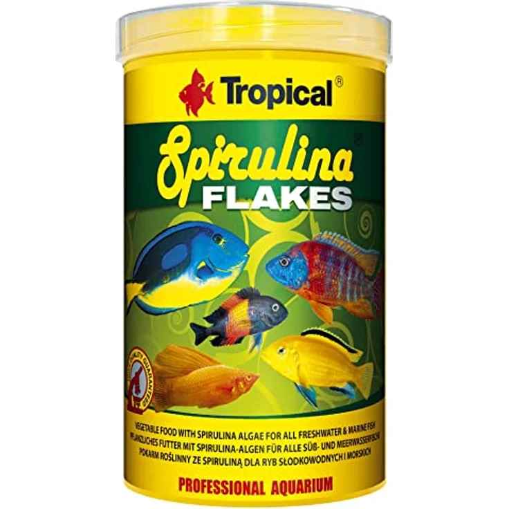 Tropical Spirulina Flakes, Pflanzliches Flockenfutter mit 6% Spirulina für Fische, leicht verdaulich, 1 x 1 l – Bild 1