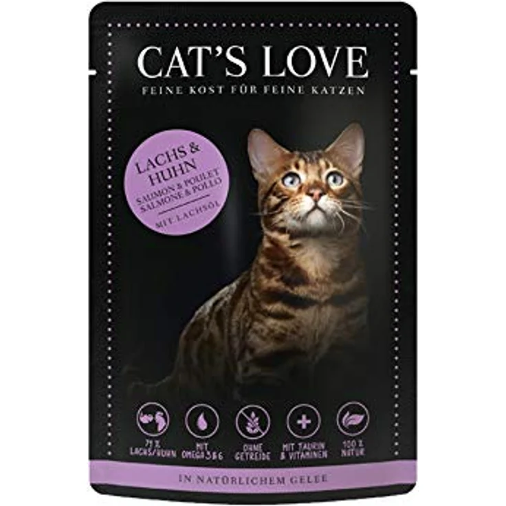 Cat's Love Nassfutter Lachs und Huhn, 12x85g mit Petersilie und Lachsöl, Proteinreiche Mischung – Bild 1