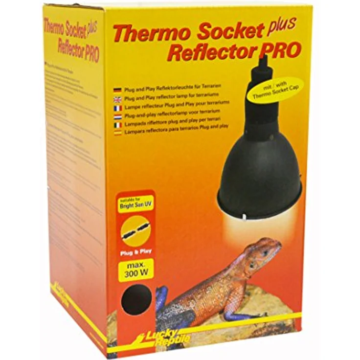 Lucky Reptile HTRP-1 Thermo Socket plus Reflector, porzellanfassungs Reflektorleuchte mit Steckverbindung, Schwarz, für E27 Leuchtmittel bis 300 W – Bild 1