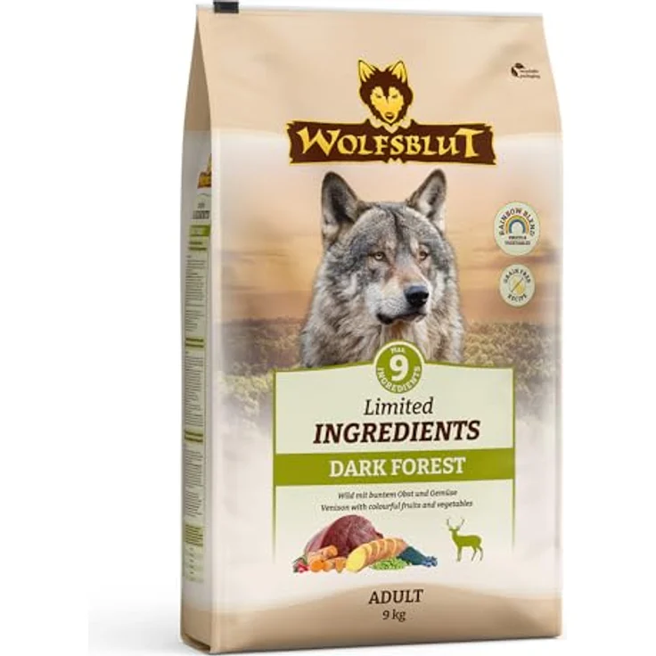 WOLFSBLUT Limited Ingredients Trockenfutter Hund, Adult, Dark Forest, 9 kg, getreidefreie Rezeptur mit 9 Zutaten und buntem RAINBOW BLEND – Bild 1