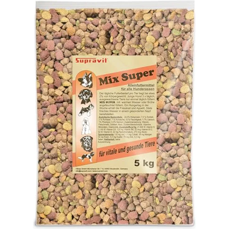 Supravit Mix Super Hundefutter, 5 kg, ausgewogene Trockenmischung, hergestellt in Deutschland
