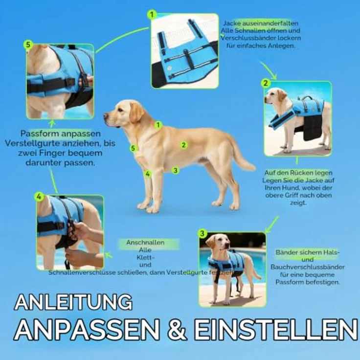 VIVAGLORY Hunde Schwimmweste Rip Stop, Sicherheit und Komfort, S, Rosa – Bild 5