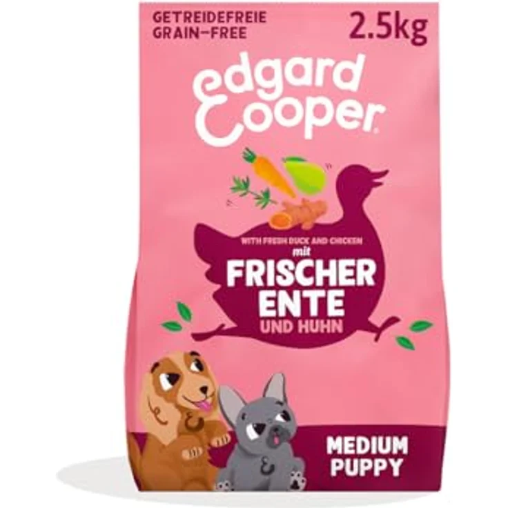 Edgard & Cooper Junior Freilaufente und Huhn, getreidefreies Hunde-Trockenfutter für Welpen, 2,5kg – Bild 1