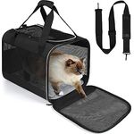 Lannvan Transportbox Katze, faltbare Katzen- und Hundebox bis 6,5kg, atmungsaktiv mit abnehmbarem Plüschpad, 45x30x30cm, Schwarz