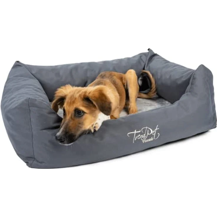 TrendPet Viscado, orthopädisches Hundebett grau mit gepolstertem Bezug, 5 cm viskoelastischer Wendematratze, wasserabweisend, 4 Größen, waschbar – Bild 1