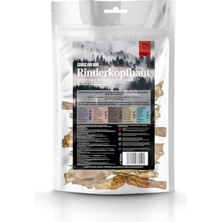 George & Bobs Rinderkopfhaut 1000g, getreidefreier Naturkauartikel für Hunde, 100% Rind, extra hart, natürliche Zahnpflege, ohne Zusätze