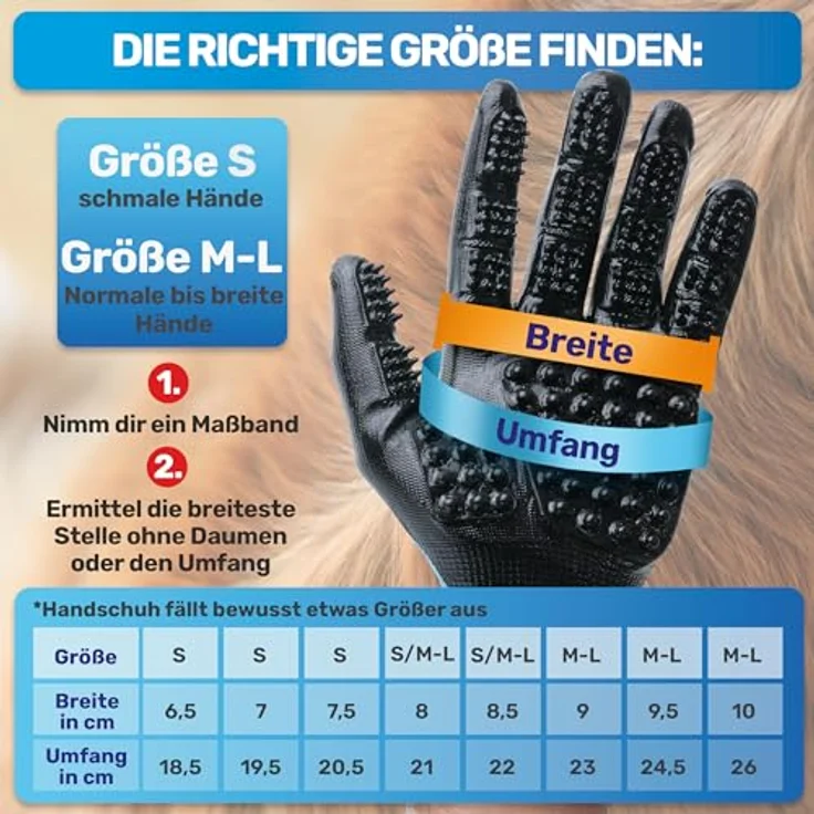 BluePet Fellpflegehandschuh für Hund, Katze & Pferd - sanfter Entferner von Tierhaaren, für Lang- und Kurzhaar, ohne toxische Weichmacher – Bild 3