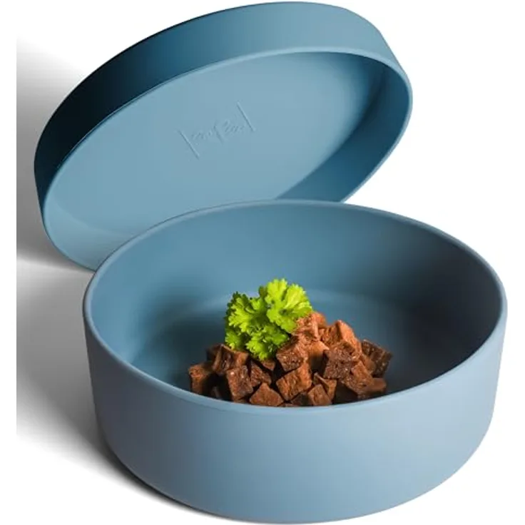 ne&no® Silikon Hundenapf 1200 ml mit Deckel für kleine und mittelgroße Hunde | luftdicht und rutschfest | inkl. eleganten Untersetzer