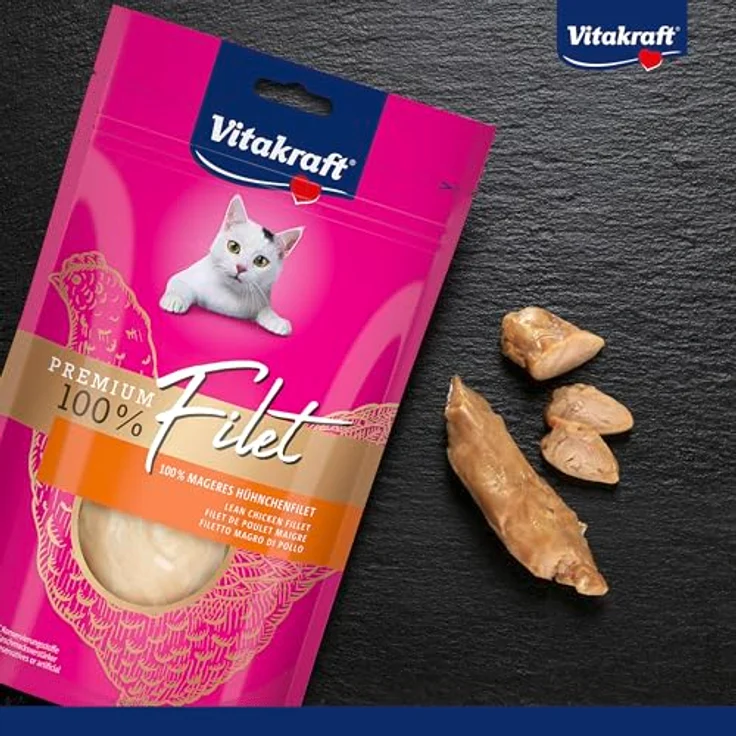 Vitakraft Premium Katzen Leckerli, mageres Hühnchenfilet, hypoallergen und getreidefrei, Vorratsgröße (7X 70g) – Bild 2