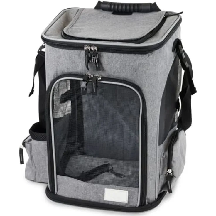 PETSWORLD EST 2021 Faltbarer Hunde-Transportbox Hunderucksack bis 8,5 kg, atmungsaktiv mit Mesh, ergonomisch gepolstert, mit Seitentaschen & Zubehör