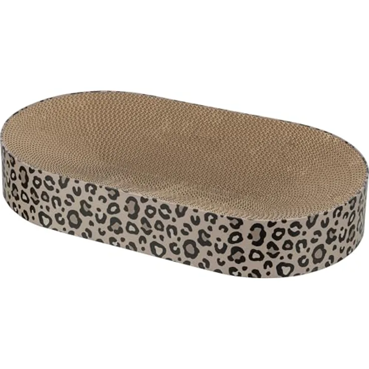 Trixie Kratzbrett Leo, Katzenkratzmatte aus Pappe mit Katzenminze, braun, 63 × 10 × 35 cm