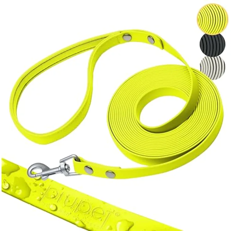 PiuPet® Schleppleine für Hunde, 5m/10m/20m, wasserabweisend, neongelb, robust und pflegeleicht, ideal für großes Hundetraining