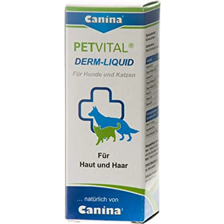 Canina Petvital Derm-Liquid, 25ml zur Aktivierung des Fellstoffwechsels mit Nachtkerzenöl, gelb – Bild 3