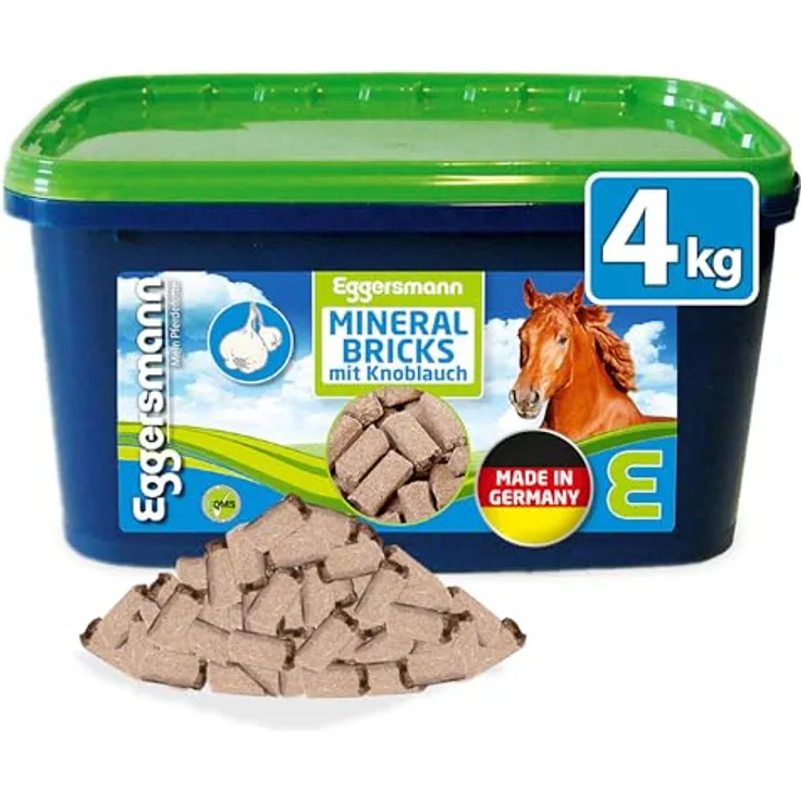 Eggersmann Mein Pferdefutter Mineral Bricks 4 kg - Mineralfutter mit Vitaminen und Mineralstoffen zur Stoffwechselunterstützung - Mit Knoblauch für Fliegenabwehr