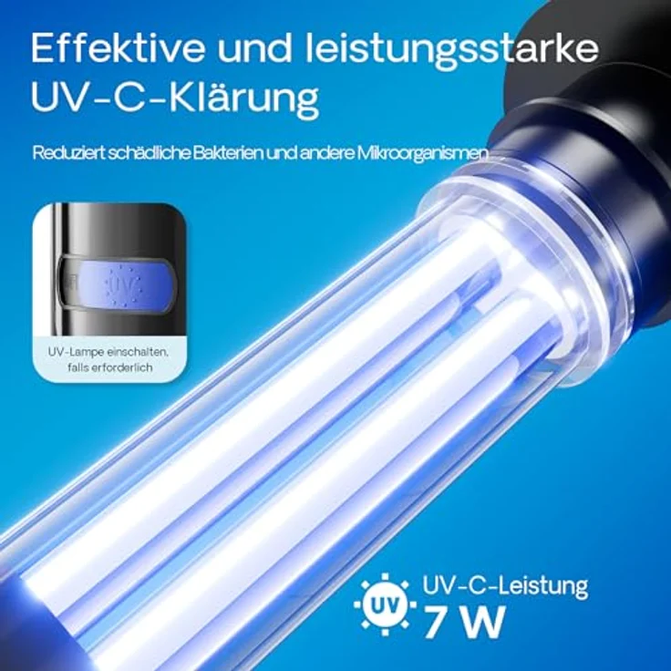 SunSun CUP-807, Aquarium Innenfilter 700 l/h, 4in1 mit Pumpe, UVC-Klärer, Sauerstoffschlauch, Filterschwamm und Bioballs – Bild 5
