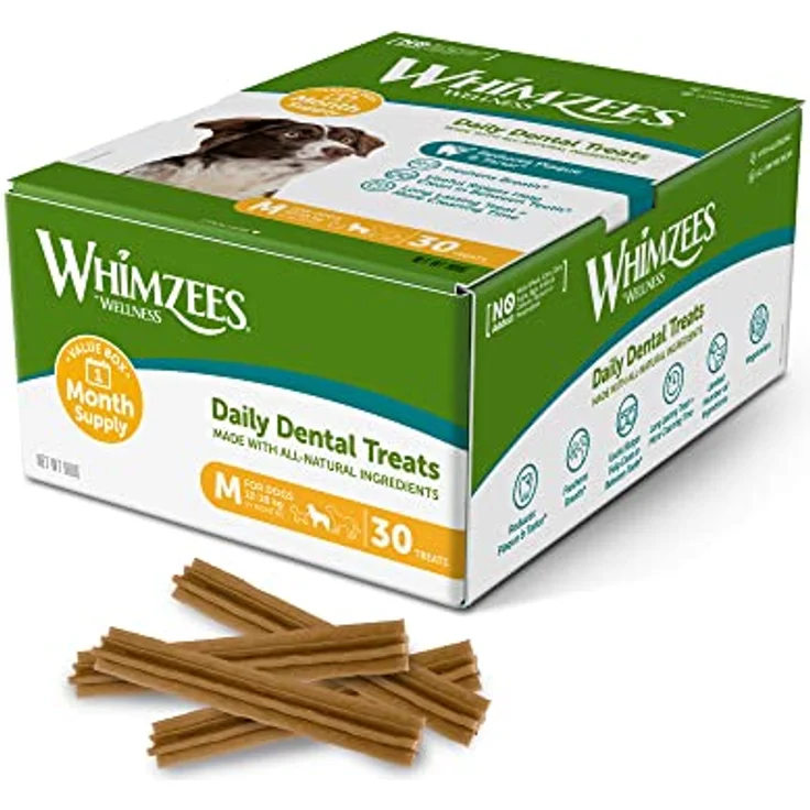 WHIMZEES Stix M, Monatspackung, 30 Stück – Getreidefreie Kaustangen für mittelgroße Hunde, zur effektiven Zahnpflege, ohne Zuckerzusatz – Bild 2