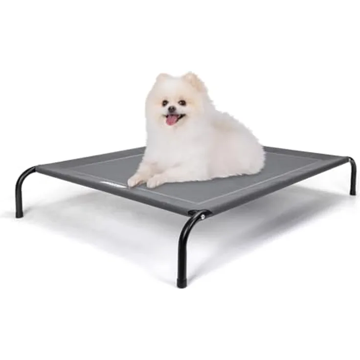 Nobleza Hundeliege Outdoor, Erhöhtes Hundebett für Kleine Hunde, Kühlend, Waschbar, Grau, S, 87x65x20CM