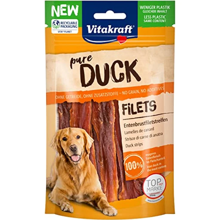 Vitakraft Duck Entenbrustfiletstreifen, fleischiger Hundesnack ohne Zusatzstoffe, 80g – Bild 1