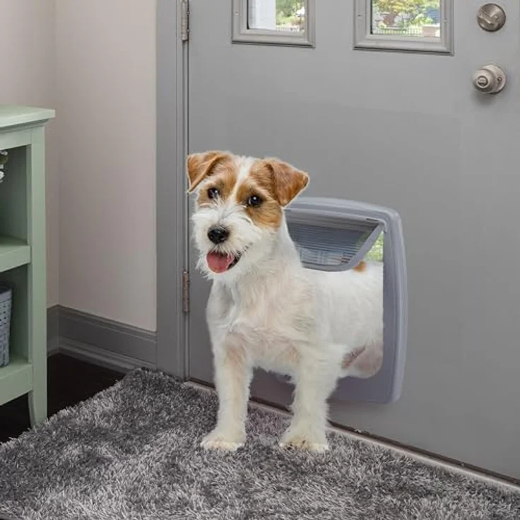 Ferplast Swing 11, Hunde- und Katzenklappe für große Katzen und mittelgroße Hunde, grau, mit 4-Wege-Verschlusssystem und Windstopper-System – Bild 4